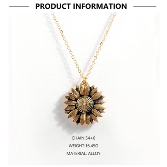You Are My Sunshine Sunflower Necklace Silver Gold - Picture 3 of 8